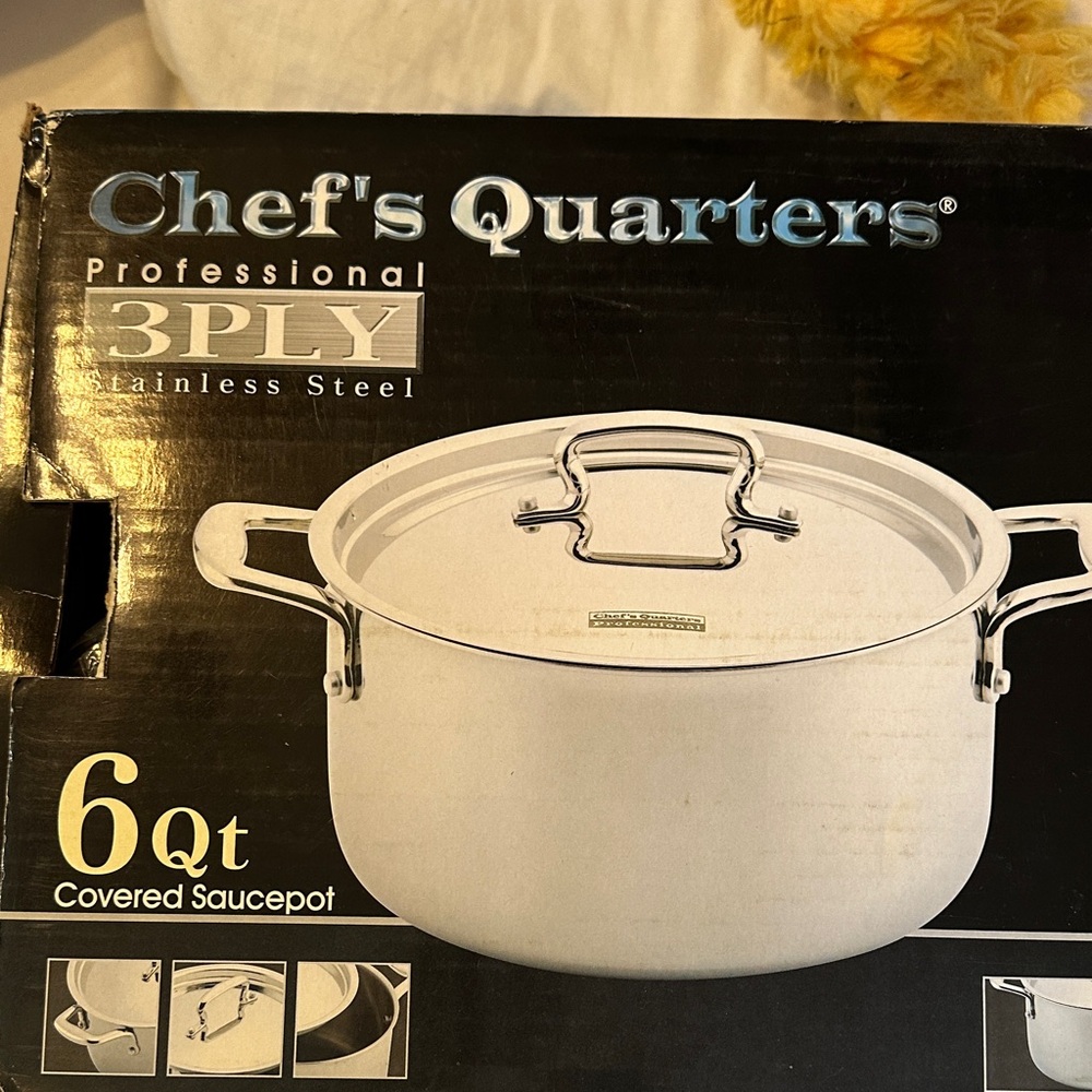6 Qt Stainless Steel Covered Saucepot